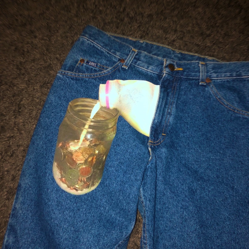 Custom graphic milk jar jeans 🐄- 34/30 baggy fit